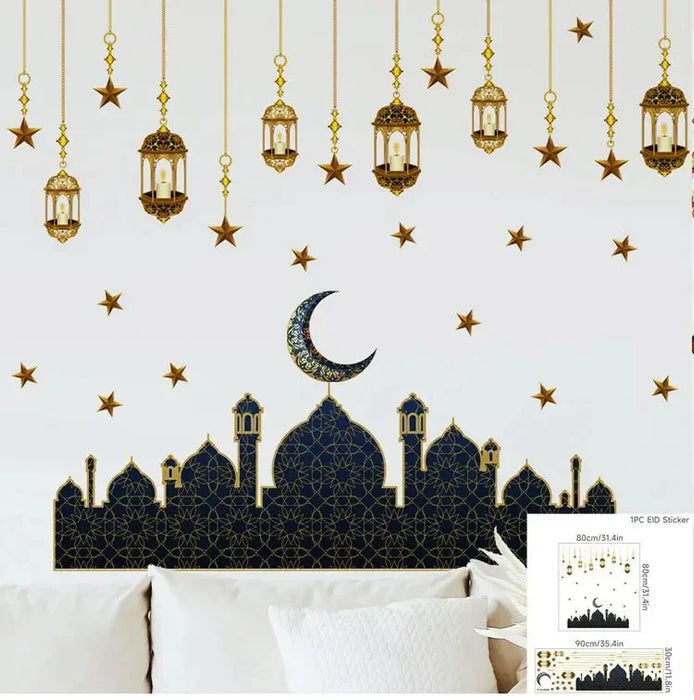 Eid Window Stickers Ramadan Decoration Eid Mubarak Decor for Home 2024 Ramadan Kareem Islam Muslim Party Supplies Eid Al-fitr