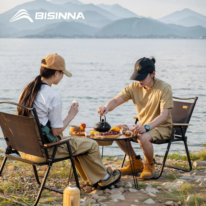 BISINNA Folding Barbecue Round Table Stove Portable Camping BBQ Charcoal Grill With Storage Bag Patio Tea Boiling