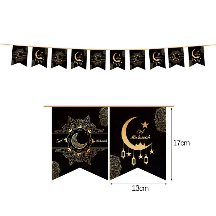 EID Mubarak Banner Ramadan Kareem Banner Party Decorations Supplies Star Moon Hanging Ornament Umrah Mubarak Decoration for Home