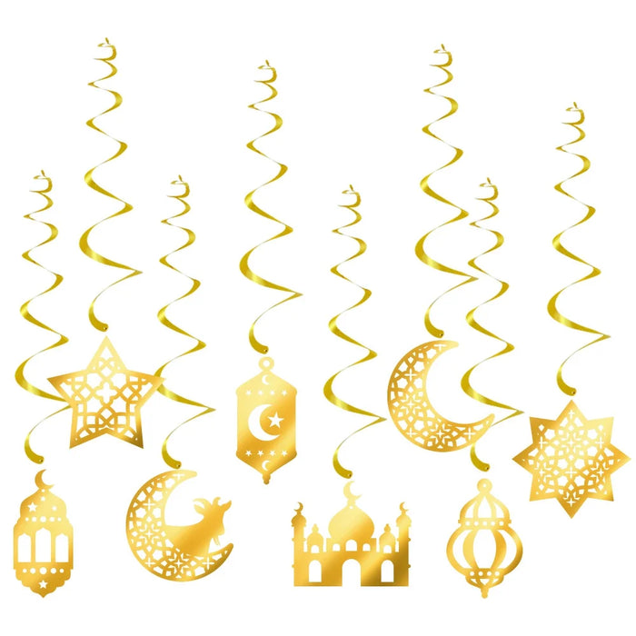 EID Mubarak Banner Ramadan Kareem Banner Party Decorations Supplies Star Moon Hanging Ornament Umrah Mubarak Decoration for Home