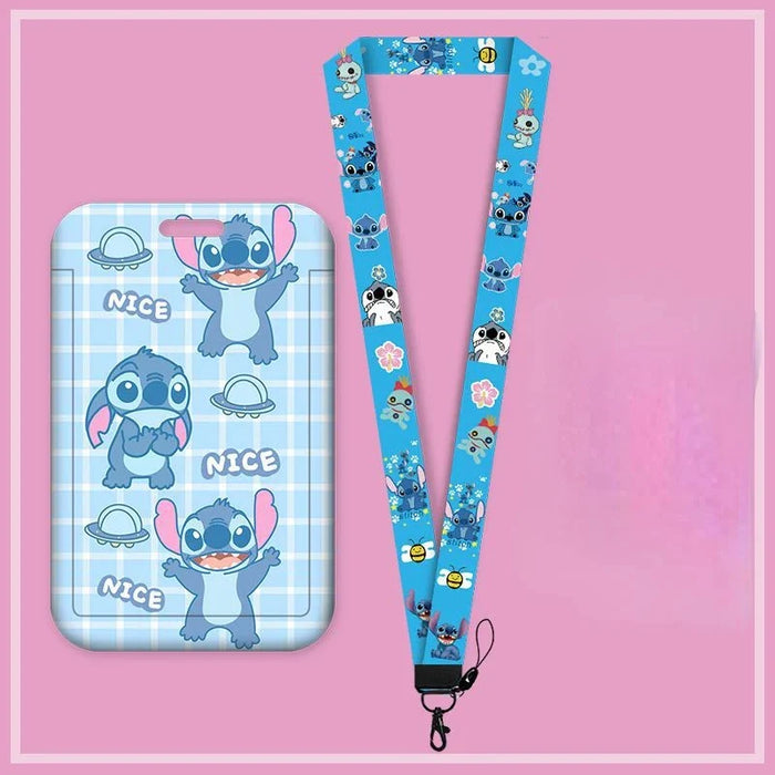 Disney Anime Credential Badge Holder Kawaii Stitch Card Holders Student Campus Lanyard Cards Holder Neck Straps for Kids Gift