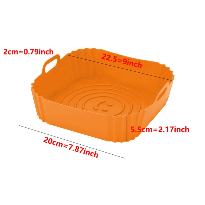 22cm Reusable Airfryer Pan Liner Accessories Silicone Air Fryers Oven Baking Tray Pizza Fried Chicken Airfryer Silicone Basket