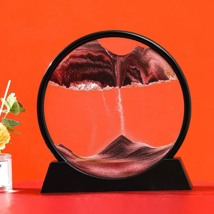 3D Moving Sand Art Nordic Creative Oranment Liquid Hourglass Flowing Sand Sandscape Round Quicksand Painting Home Decor Gifts