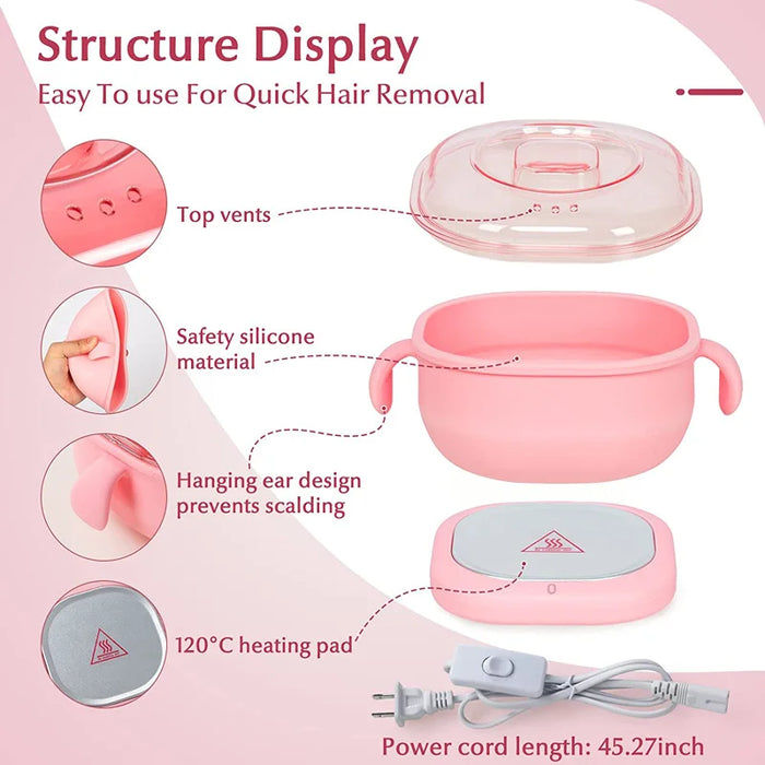 400ML Wax Heater Hair Removal Machine Portable Silicone Wax Warmer SPA Body Epilator Paraffin Waxing Melt Pot Wax Bean Kits