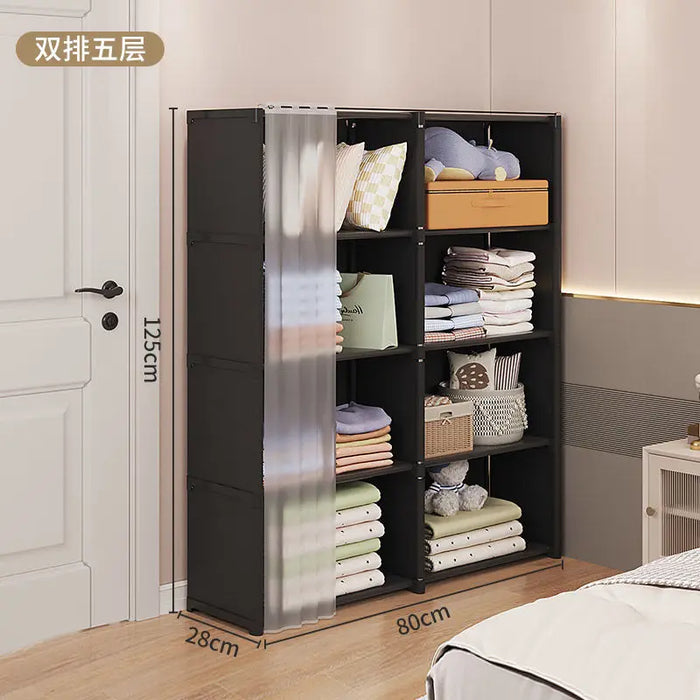 Dustproof Wardrobe Simple Assembly DIY Storage Wardrobe Bedroom Open Storage Cabinet Household Foldable Multi-layer Wardrobe