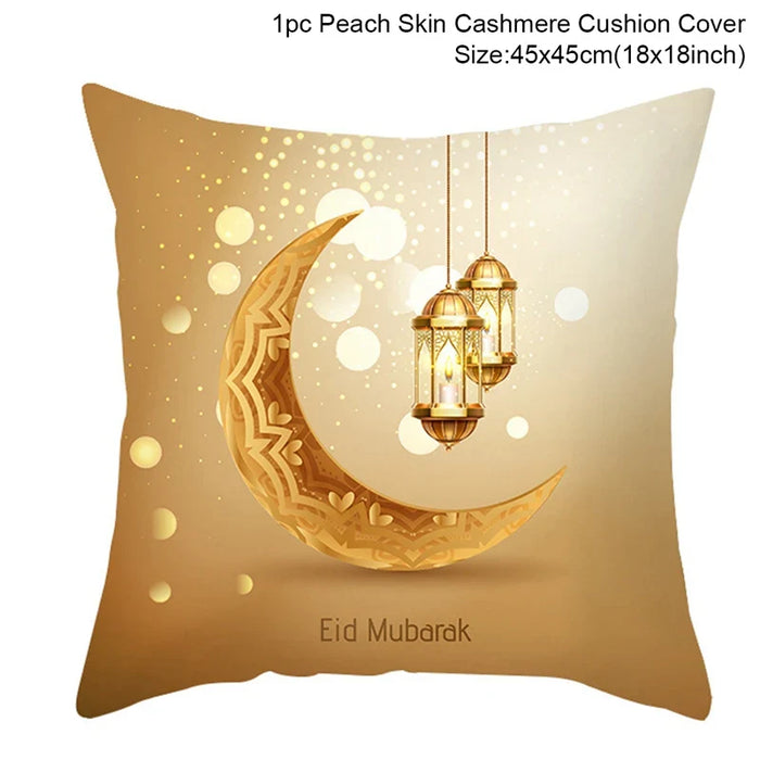 2024 Eid Mubarak Pillowcase Decor for Home Sofa Cushion Cover Islamic Ramadan Kareem Decoration Mosque Muslim Pillow Cover Gifts