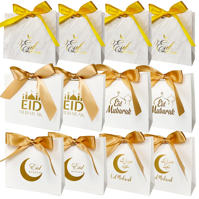 5Pcs Eid Mubarak Gift Box Eid Mubarak Candy Cookie Box Eid Party Gift Packaging Bags Ramadan Favors Eid Mubarak Decoration 2024