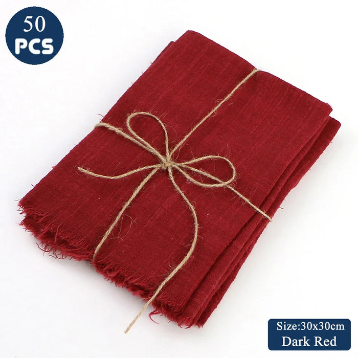 50PCS Cloth Napkins 30X30CM Gauze Crepe Cotton Fabric Dinner Serving Tableware Durable Tea Towel Kitchen Wedding Easter Ramadan