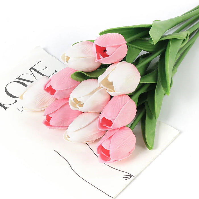 29cm Tulip Artificial Flowers Bouquet 10/5Pcs PE Foam Fake Flower for Wedding Ceremony Decoration Home Room Garden Bouquet Decor