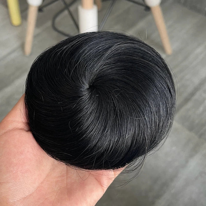 MRS HAIR Human Hair Buns Claw On Drawstring Ponytail Flexible Hair Pieces Updo Donut Chignon Clip On Buns For Wedding and Show