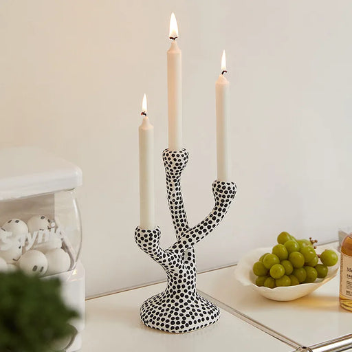 Ceramic Candle Holder Candleholder Polka Dot Pattern Abstract Crafts Wedding Centerpieces Candle Stick Holder Home Decoration