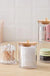 Acrylic Storage Box Bathroom Jar Makeup Organizer Cotton Round Pad Holder Cotton Swab Box Qtip Holder Dispenser with Bamboo Lid