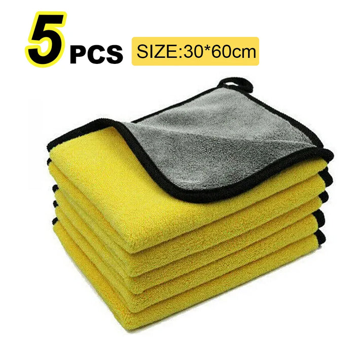 3/5/10Pcs Car Wash Microfiber Towel 30x30/60CM Car Cleaning Drying Cloth Hemming Car Care Cloth Detailing Car Wash Towel