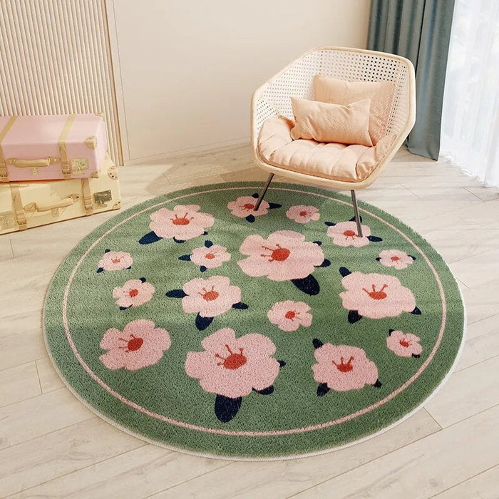 Nordic Carton Round Rug Carpets for Home Living Room Bedroom Kids Room Blanket Plush Floor Mat Decoration Salon Pile Area Rug