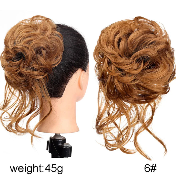 MANWEI Synthetic Curly Donut Chignon With Elastic Band Scrunchies Messy Hair Bun Updo Hairpieces Extensions for Women