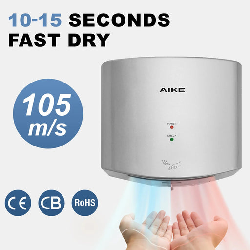 AIKE Automatic Hands Dryer High Speed 105m/s 1400-1650W Cold and Warm Air Electric Hands Drying Machine Hand Dryer for Bathroom