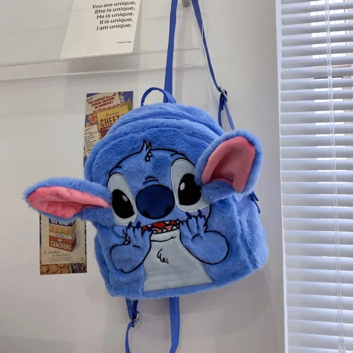 Disney Stitch New Plush Backpack Cartoon Fashion 3D Mini Women's Backpack Large Capacity Cute Children's Schoolbag High Quality