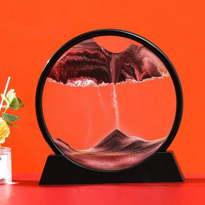 3D Moving Sand Art Picture Round Glass Deep Sea Sandscape Hourglass Quicksand Craft Flowing Sand Painting Office Home Decor Gift