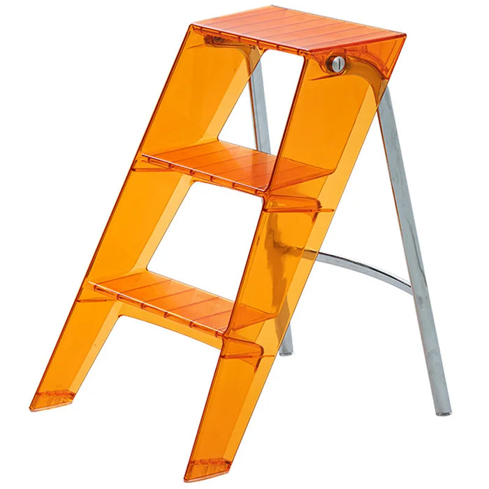 Acrylic Transparent Household Plastic Stepladder Folding Indoor Thickened Herringbone Storage Three-step Ladder 2023 New