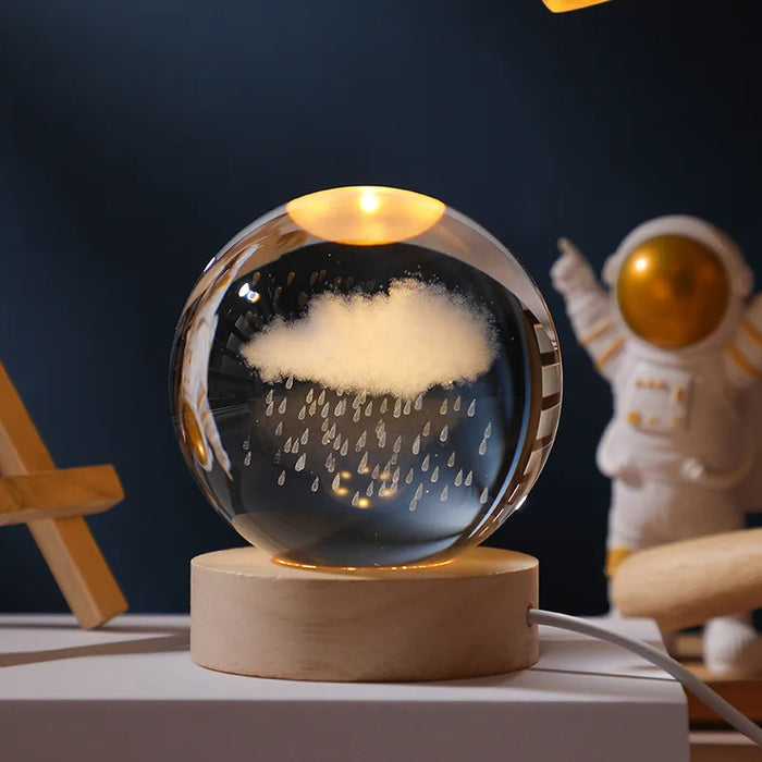 Christmas Crystal Ball Decoration 2023 Astronomy Solar System Planets Moon Astronaut LED Balls Home Snow Glass Globe Decorations