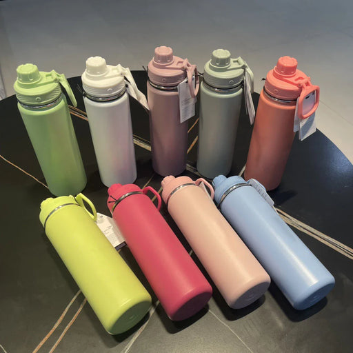 710ml Lulu Insulated Water Cup Sport Gym Vacuum Bottles Portable Leakproof Outdoor Cup Stainless Steel Thermos Pure Color