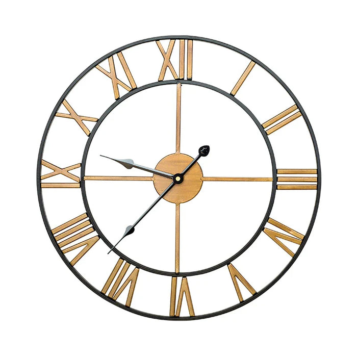 40/47/60/80cm Wall Clock Modern 3D Large Retro Black Iron Round Hollow Metal Wall Clock Nordic Roman Numerals Clock Home Decor