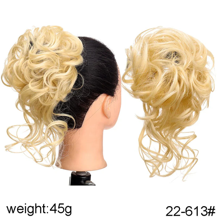 MANWEI Synthetic Curly Donut Chignon With Elastic Band Scrunchies Messy Hair Bun Updo Hairpieces Extensions for Women