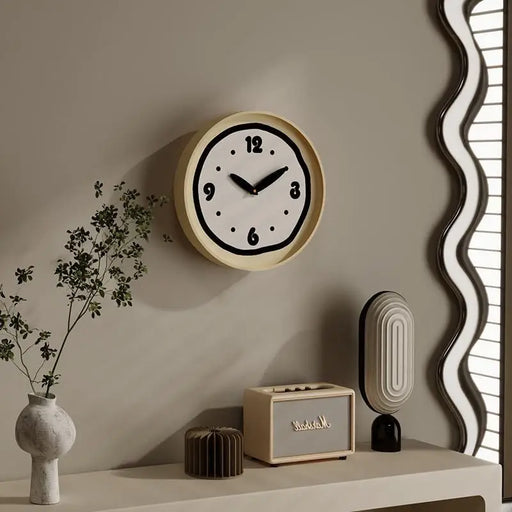 Cream INS Wall Clock Home Decor Nordic Silent Fashion Simple Personality Contrast Color Clocks Decoration Korean Accessory