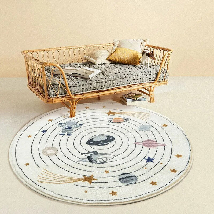 Nordic Carton Round Rug Carpets for Home Living Room Bedroom Kids Room Blanket Plush Floor Mat Decoration Salon Pile Area Rug