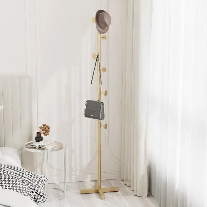 Floor Standing Coat Rack, Bedroom Light Luxury Metal Hanger, Living Room Entry Metal Bag Scarf Rack Garment Rack Clothing Rail