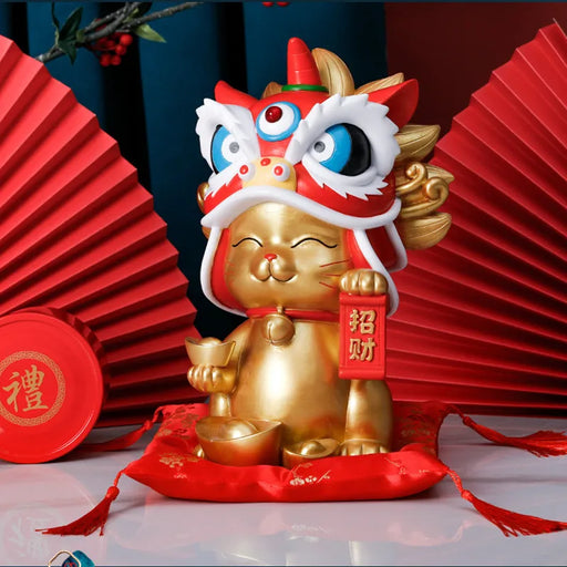 Forbidden City Lion Dance Lucky Cat Resin Home Decor, Store Opening Gifts, Practical and Wealth, Cultural and Creative Gi