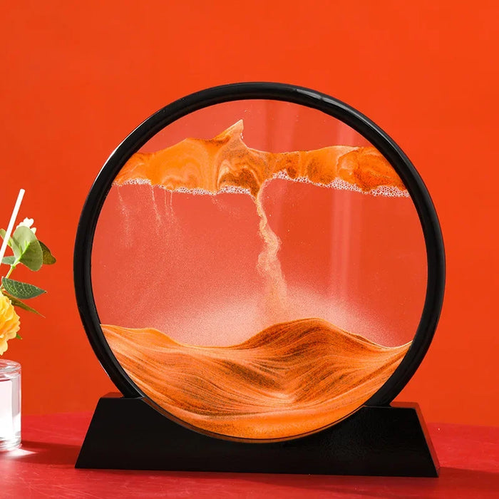 3D Moving Sand Art Picture Round Glass Deep Sea Sandscape Hourglass Quicksand Craft Flowing Sand Painting Office Home Decor Gift