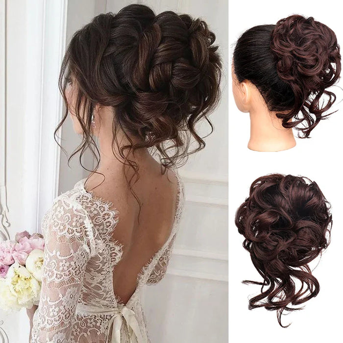 MANWEI Synthetic Curly Donut Chignon With Elastic Band Scrunchies Messy Hair Bun Updo Hairpieces Extensions for Women