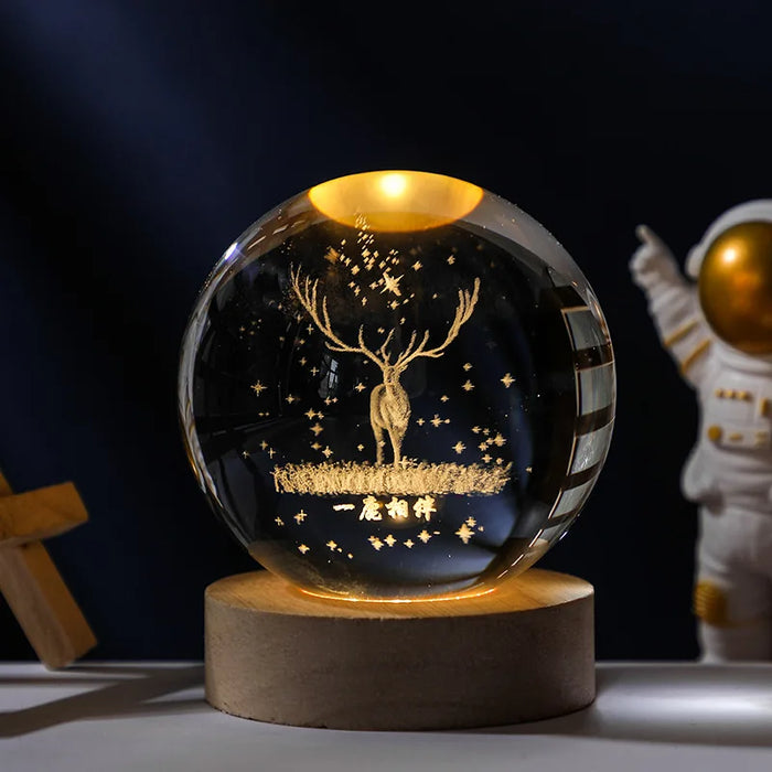 Christmas Crystal Ball Decoration 2023 Astronomy Solar System Planets Moon Astronaut LED Balls Home Snow Glass Globe Decorations