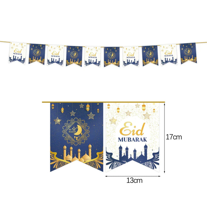 EID Mubarak Banner Ramadan Kareem Banner Party Decorations Supplies Star Moon Hanging Ornament Umrah Mubarak Decoration for Home