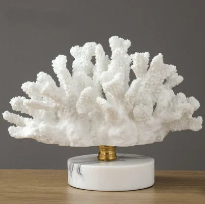 Creativity Resin Artificial Coral Artificial Coral Handicraft Furnishings White Marble Base Home Decoration Simulation Potting