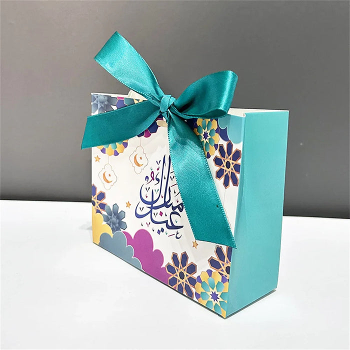 5Pcs Eid Mubarak Gift Box Eid Mubarak Candy Cookie Box Eid Party Gift Packaging Bags Ramadan Favors Eid Mubarak Decoration 2024