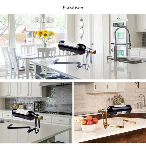 Colorful Ribbon Iron Wine Bottle Holder Creative Iron Suspended Wine Rack Bar Cabinet Home Decor Kitchen Decoration Dining Room