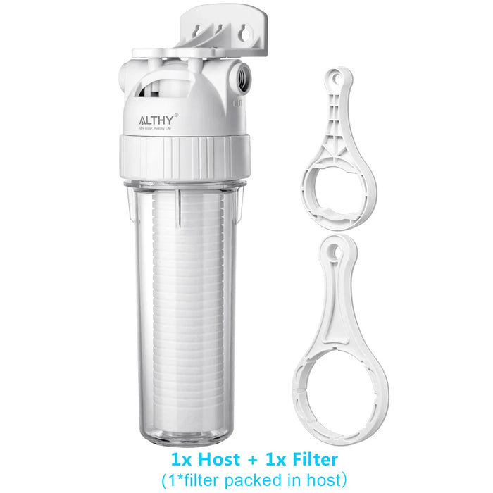 ALTHY 5 Micron Whole House Sediment Water Filter System Prefilter Purifier, 10 Inch PP cotton Pre filter