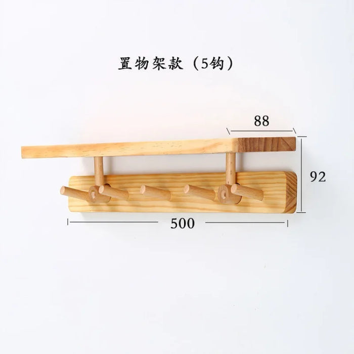 Coat Rack Wood Hallway Hat Hook Hanger Bedroom Door Wall-Mounting Hook Corner Room Kitchen Toilet Wall Brack Storage Hook