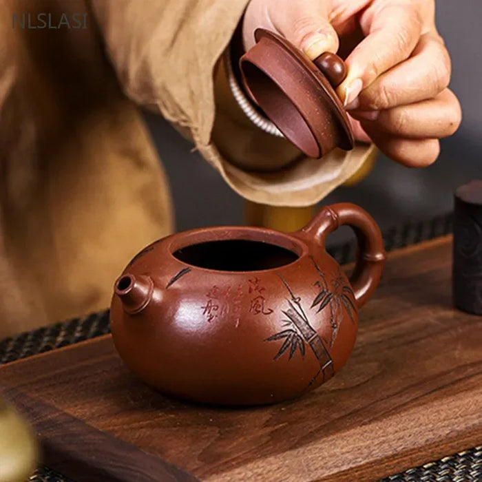 230ml Authentic Yixing Purple Clay Teapot Master Handmade Xishi Kettle Custom Beauty Tea Infuser Chinese Zisha Tea Accessories