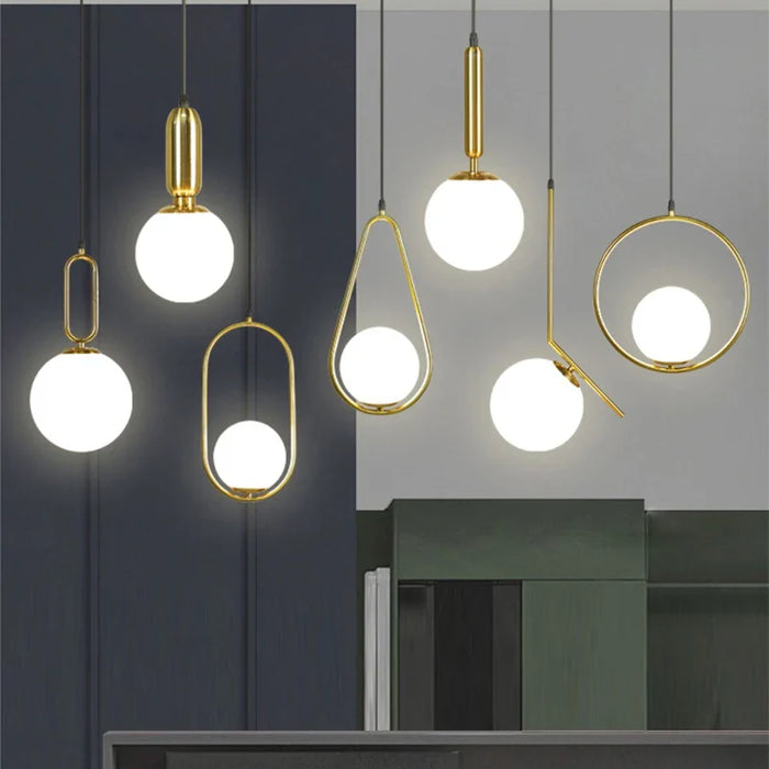 Creative Loft Metal Pendant Light Hanging Kitchen Island Black White Decorative Modern Led Pendant Lamp Ceiling Lights Bedside