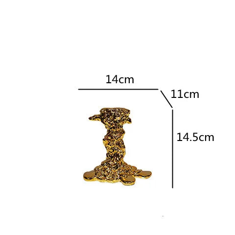 Golden Candlestick Candle Holder Resin Plated Surface Melt Shape Wedding Centerpieces Dining Table Home Furnishing Decoration