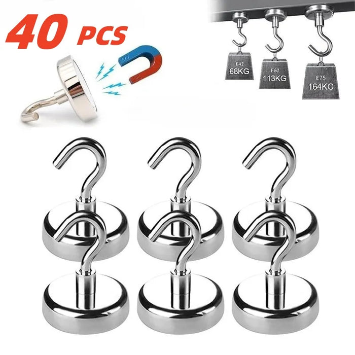 40PCS Strong Magnetic Hooks Multi-Purpose Storage Hooks Home Kitchen Bar Storage Hooks Key Storage Hooks Bathroom Hangers