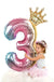 2pcs 32inch Rainbow Number Foil Balloons with Crown for Kids Boy Girl 1st Birthday Party Decorations Rose Gold Figures Globos