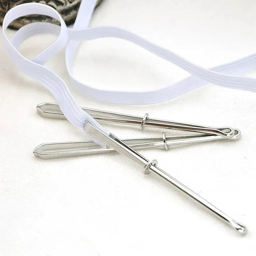 2pcs Stainless Steel Garment Clips Sewing DIY Tools Elastic Band Tape Punch Cross Stitch Threader Wear Rope Elastic Clamp