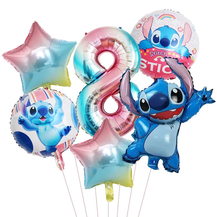 6pcs Disney Lilo & Stitch Party Balloons Stitch 32" Number Balloon set Baby Shower Birthday Party Decorations Kids Toy Gifts