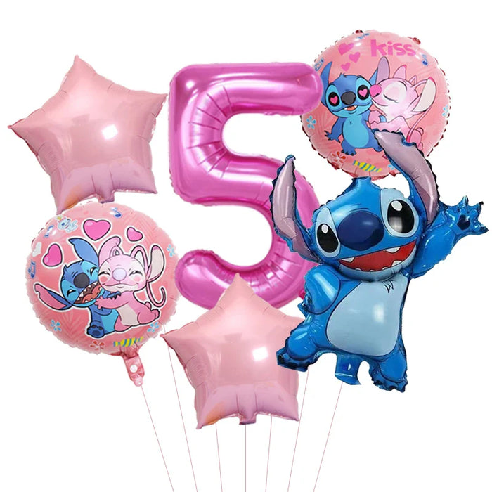 6pcs Disney Lilo & Stitch Party Balloons Stitch 32" Number Balloon set Baby Shower Birthday Party Decorations Kids Toy Gifts