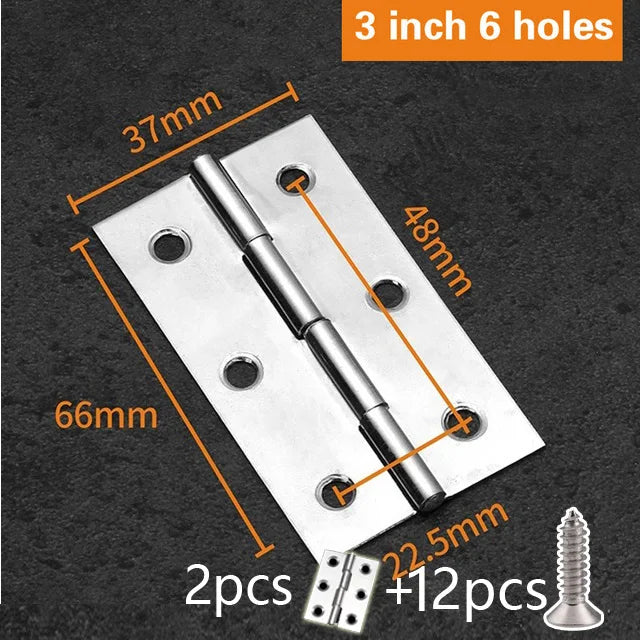 2Pcs Stainless Steel Flat Hinge Cabinet Doors 1 inch 1.5 inch 2inch 2.5 inch 3inch 4inch Windows Hinge Wooden Box Mini Hinge