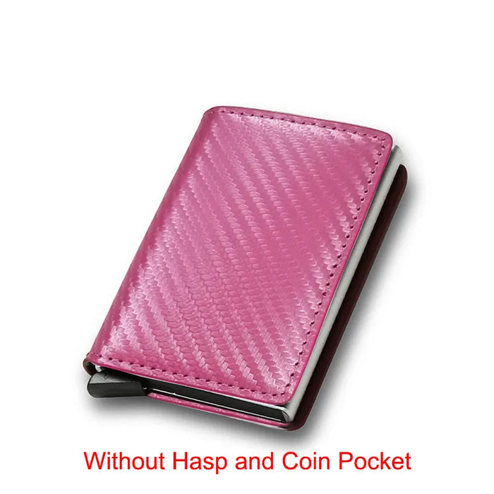 Carbon Fiber Slim Aluminum Men Wallet ID Credit Card Holder Mini RFID Wallet Automatic Pop up Bank Card Case Black Vallet 2023